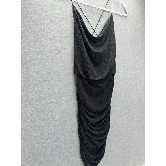 NWT Almost Famous XS Sparkle Ruched Spaghetti Straps Black mini Dress HOCO - Picture 2 of 10